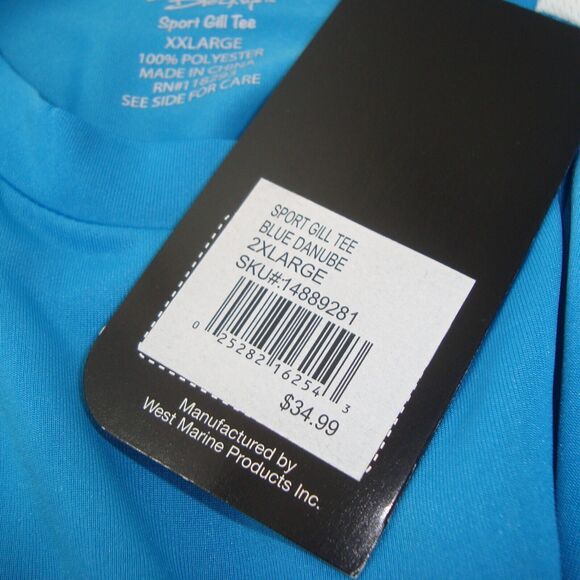NWT Black Tip Mens UPF 30 Wicking Long Sleeve Sport Gill Tee Size XXL Blue White - Picture 3 of 10
